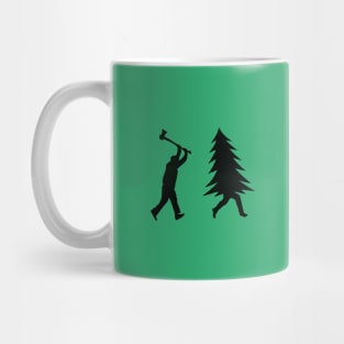 Funny Christmas tree is chased by Lumberjack / Run Forrest, Run! Mug